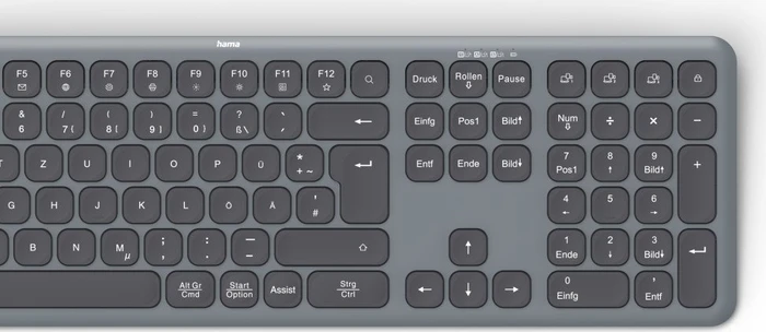 Hama WK-550 Multi-Device-Tastatur, dunkelgrau/schwarz, USB/Bluetooth, DE