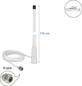 DeLOCK Marine Outdoor-Antenne, 2.4GHz, 10dBi, N-Type (Buchse), omnidirektional