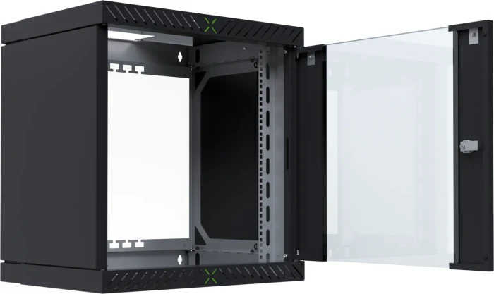 EFB Elektronik X-Rack 19" Wandgehäuse 12HE, fest, eigenbelüftet, tiefenverstellbar, 400-600mm, Sicherheitsglastür, IP20, RAL 9005, 600mm tief