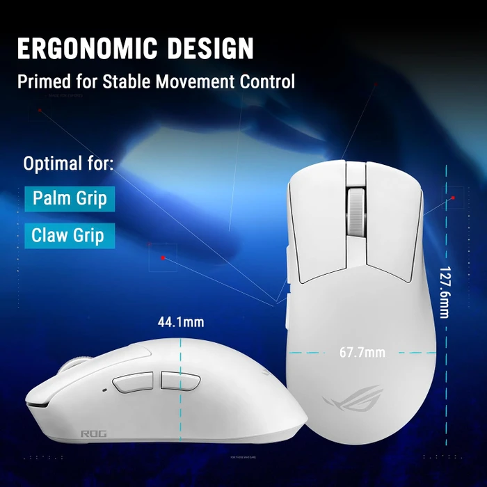 ASUS ROG Gladius IV Ace Wireless, Moonlight White, USB/Bluetooth