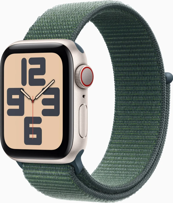 Apple Watch SE (2022) (GPS + Cellular) 40mm Polarstern mit Sport Loop seegrün