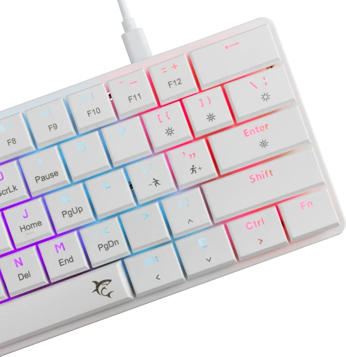 White Shark NAGAMAKI, weiß, LEDs RGB, low-profile RED Switches, USB, US