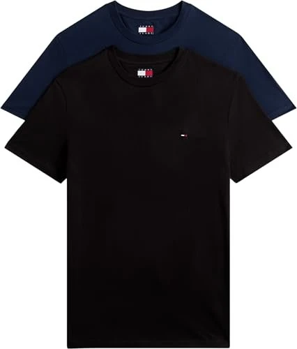 Tommy Hilfiger Flag Extra Slim 2er-Pack T-Shirt kurzarm schwarz/blau (Herren)