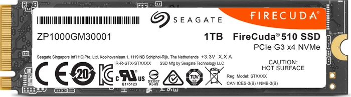 Seagate FireCuda 510 SSD +Rescue 1TB, M.2 2280 / M-Key / PCIe 3.0 x4
