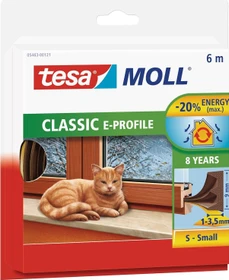 tesa tesamoll E-profile Dichtungsband braun, Abdichtband, 9mm/6m, 1 Stück