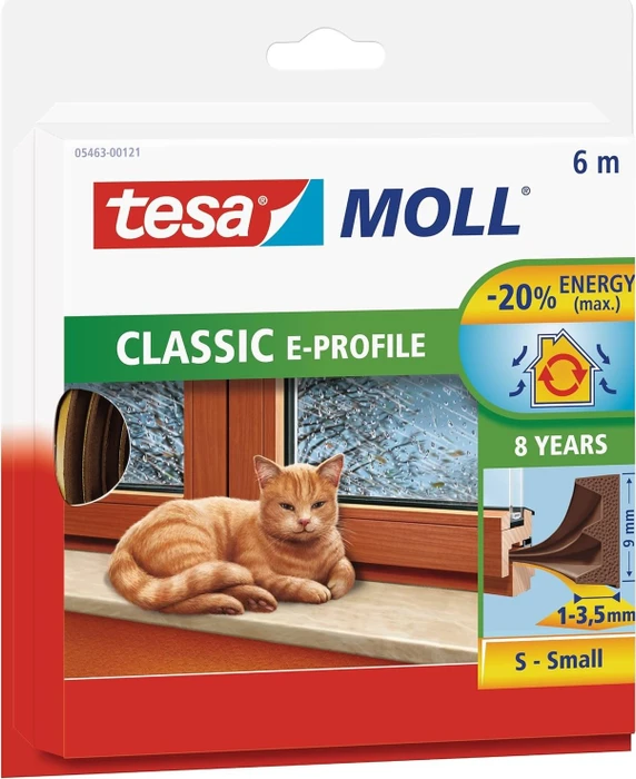 tesa tesamoll E-profile Dichtungsband braun, Abdichtband, 9mm/6m, 1 Stück