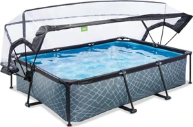 Exit Toys Stone Frame Pool mit Filterpumpe und Abdeckung rechteckig 300x200x65cm