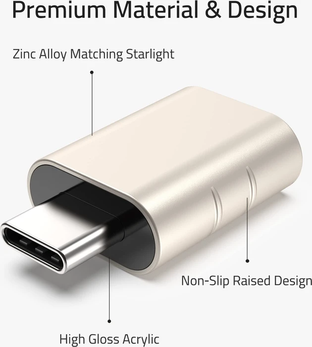 Syntech USB-Adapter, USB 3.0, 5Gb/s, USB-A 3.0 [Buchse] auf USB-C 3.0 [Stecker], Starlight, 2er-Pack