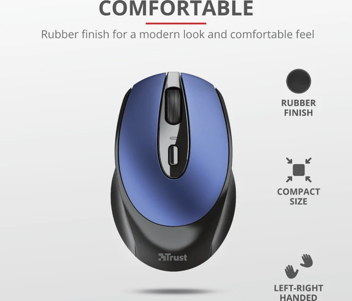 Trust Zaya Rechargeable Wireless Mouse blau/schwarz, USB