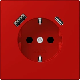 Jung Serie LS SCHUKO-Steckdose mit USB-Ladegerät Safety+, rouge vermillon 31