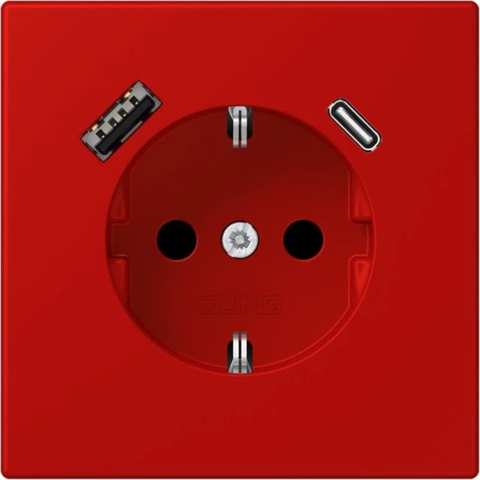Jung Serie LS SCHUKO-Steckdose mit USB-Ladegerät Safety+, rouge vermillon 31