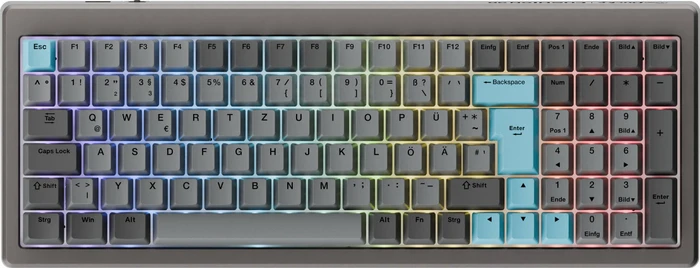 Ducky Cushion 98, Nickel, Shush Silent Green Tactile, USB/Bluetooth, DE