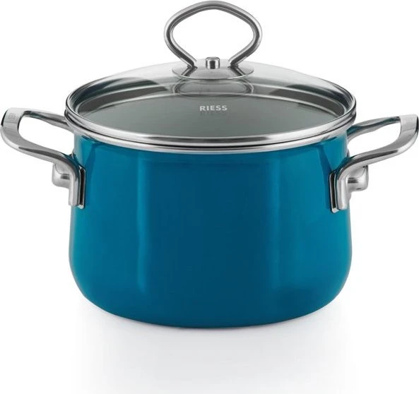 Riess Nouvelle Aquamarin Top 3000 Fleischtopf mit Glasdeckel 24cm 6.5l
