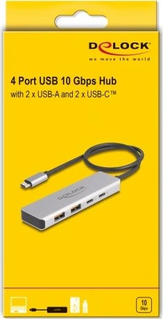 DeLOCK 4-Port USB-Hub, 2x USB-C 3.1, 2x USB-A 3.1, USB-C 3.1 [Stecker]