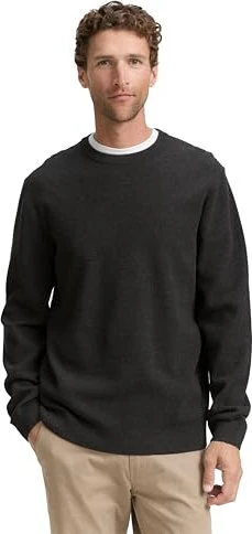 Tom Tailor Bio-Baumwolle Strickpullover black grey melange (Herren)