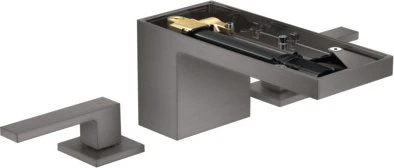 Hansgrohe Axor MyEdition 3-Loch Waschbeckenarmatur 70 mit Push-Open Ablaufgarnitur ohne Platte brushed black chrome