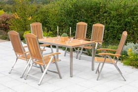 Merxx Keros Gartenmöbel-Set natur/silber, 7-tlg.