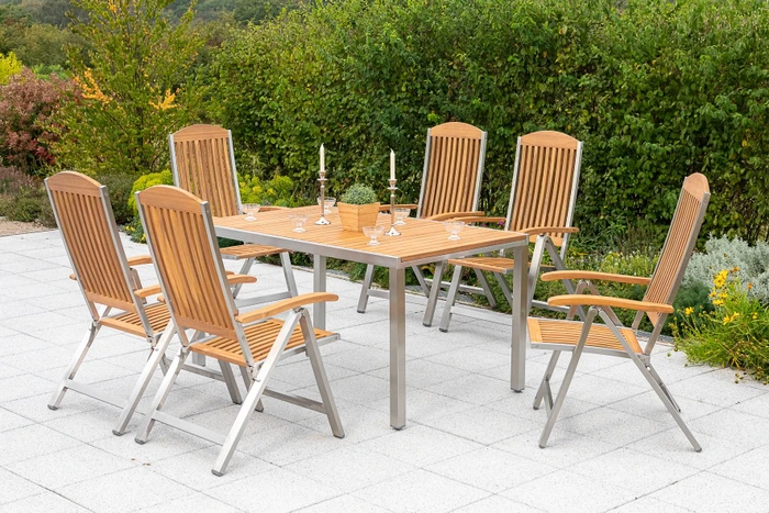 Merxx Keros Gartenmöbel-Set natur/silber, 7-tlg.