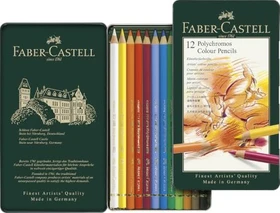 Faber-Castell Polychromos Buntstift sortiert, Metalletui, 12er-Set