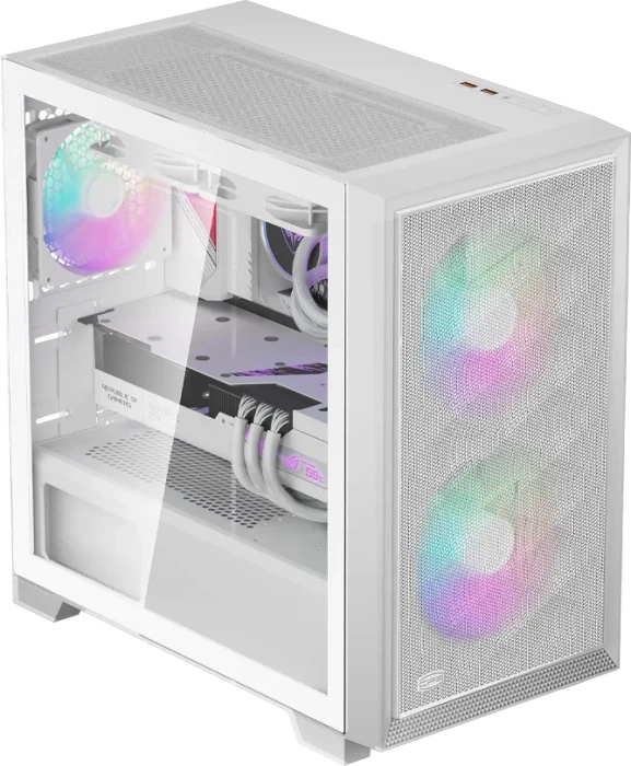 PCCooler C3D310 WH ARGB, weiß, Glasfenster