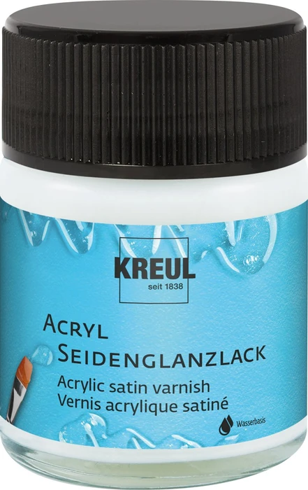 Kreul Acryl Seidenglanzlack Glanzlack auf Wasserbasis, transparent, 50ml