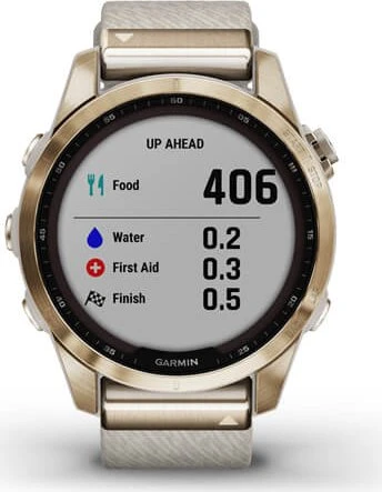 Garmin Fenix 7S Sapphire Solar cream gold titanium/cream heather