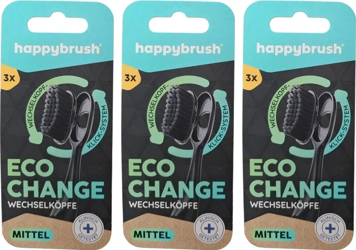 HappyBrush Eco Change Wechselköpfe mittel, 3 Stück