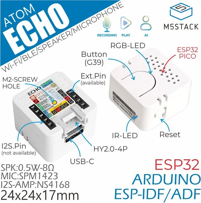 M5STACK ATOM Echo Smart Speaker Development Kit