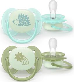 Philips Avent SCF094/01 ultra soft nighttime Beruhigungsschnuller, 0-6M, Silikon, 2 Stück