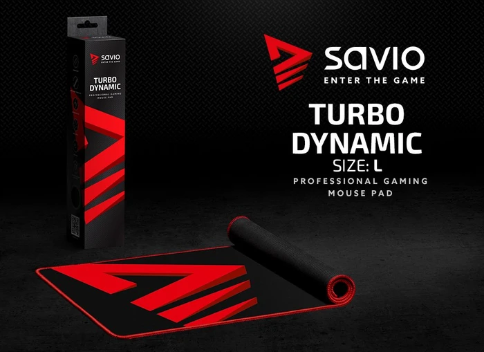 Savio Turbo Dynamic L Gaming Mauspad, schwarz/rot