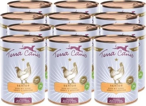 Terra Canis Huhn Senior mit Gurken, Kürbis und Gesundheitskräutern, 4.80kg (12x 400g)