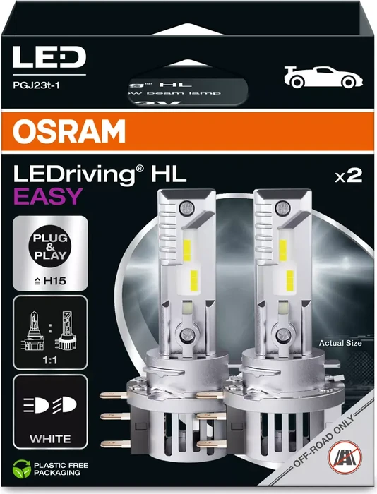 Osram LEDriving HL Easy H15 PGJ23t-1 16.5W, 2er-Pack Faltschachtel
