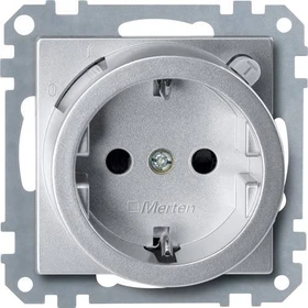 Merten System M FI-SCHUKO-Sicherheitssteckdose Thermoplast edelmatt, aluminium