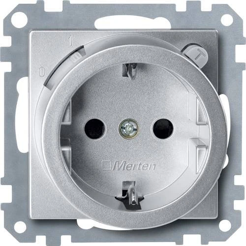 Merten System M FI-SCHUKO-Sicherheitssteckdose Thermoplast edelmatt, aluminium