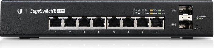 Ubiquiti EdgeSwitch 8 Desktop Gigabit Managed Switch, 8x RJ-45, 2x SFP, 150W PoE+