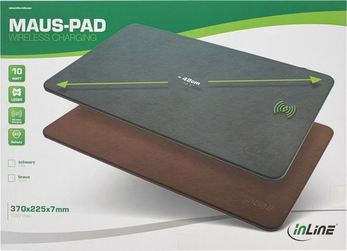 InLine Wireless Charging Mousepad, Kunstleder, braun (55496) – Bild 5 von 5