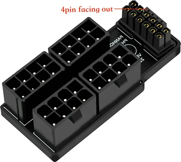 Phobya 12VHPWR Winkeladapter, 12VHPWR auf 4x 8-Pin PCIe Adapter, 180 Grad, links, weiß
