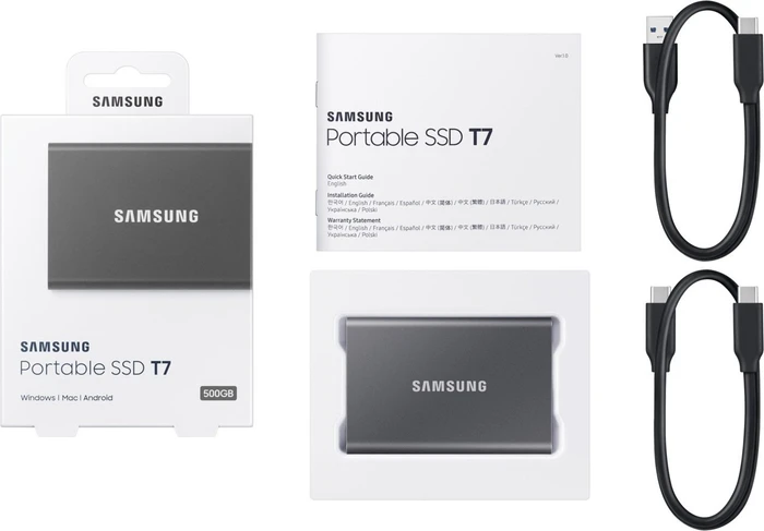 Samsung Portable SSD T7, grau, 500GB, USB-C 3.1