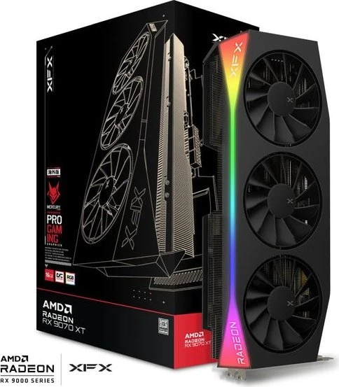 XFX Mercury Radeon RX 9070 XT OC Gaming Edition with RGB, 16GB GDDR6, HDMI, 3x DP