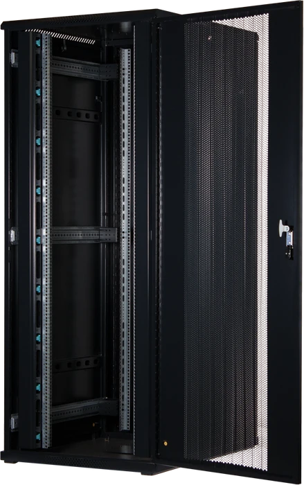 Rockstable 19" Serverschrank 42HE, Gitternetztür, IP2X, schwarz, 1000mm tief