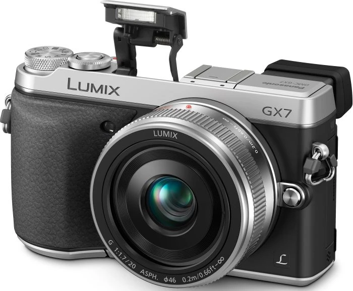 Panasonic Lumix DMC-GX7 silber mit Objektiv Lumix G 20mm 1.7 II ASPH