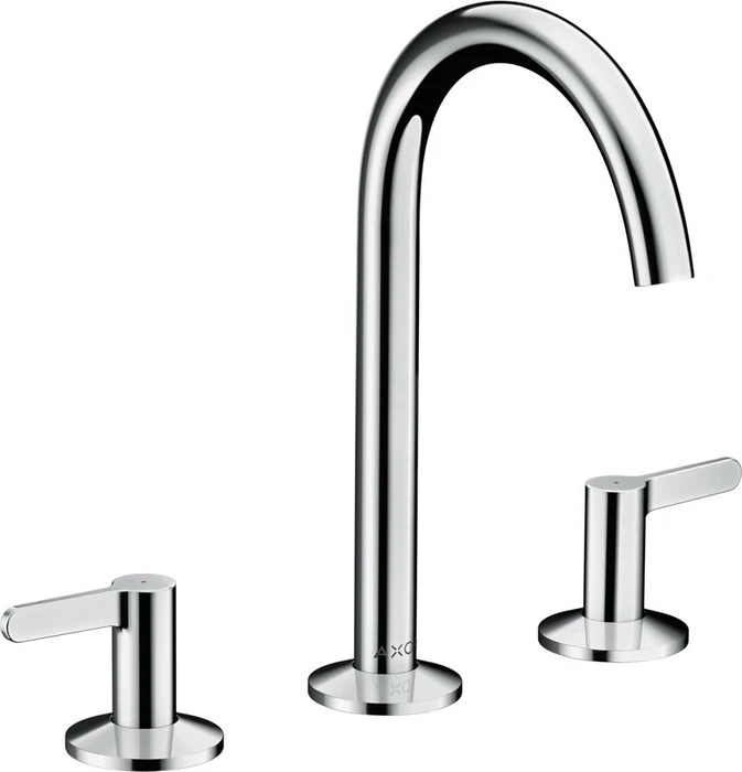 Hansgrohe Axor One 3-Loch Waschbeckenarmatur 170 Push-Open Ablaufgarnitur brushed brass