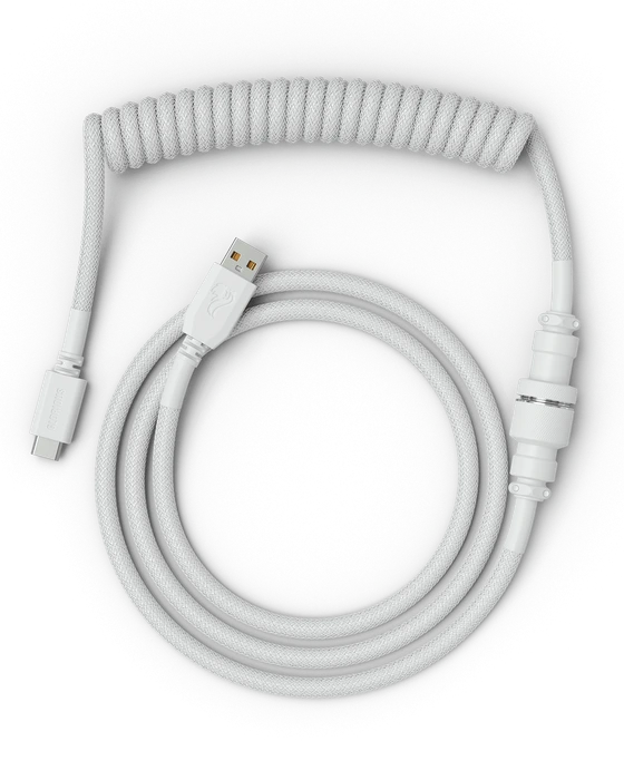 Glorious Coiled Cable USB-C auf USB-A, Tastaturkabel (Spiral-Textilkabel), 1.37m, Ghost White