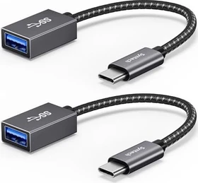 Syntech Adapterkabel, USB 3.1, 10Gb/s, USB-C [Stecker] auf USB-A [Buchse], Space Gray, 17cm, 2er-Pack