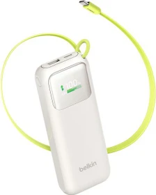 Belkin UltraCharge Powerbank 11K mit einziehbarem Kabel beige/gelb
