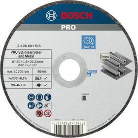 Bosch Professional PRO Stainless Steel and Metal WA 46 T BF Trennscheibe, 150x1.3x22.23mm, 1 Stück