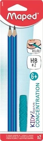 Maped Kidy learn Concentration Bleistift HB graphit, blau, 2er-Pack