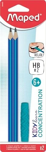Maped Kidy learn Concentration Bleistift HB graphit, blau, 2er-Pack