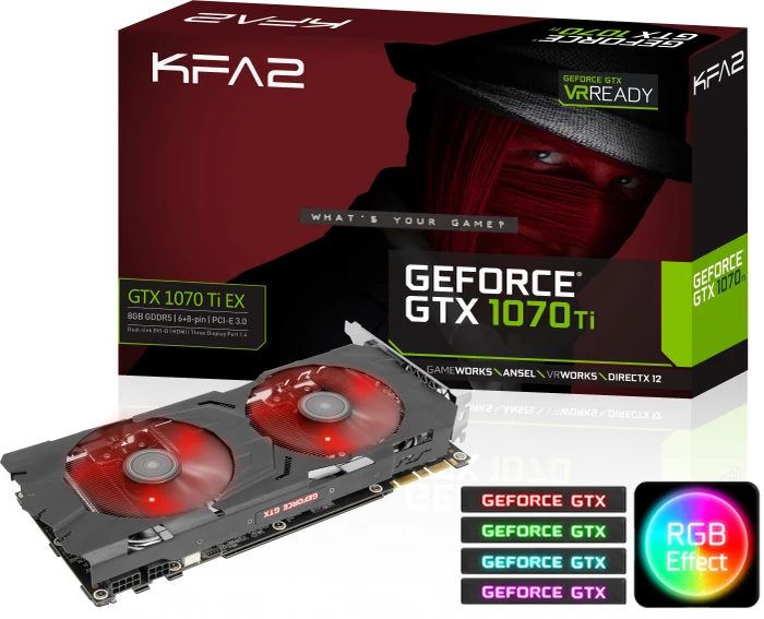 KFA2 GeForce GTX 1070 Ti EX, 8GB GDDR5, DVI, HDMI, 3x DP