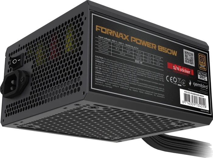Gembird Fornax Power Bronze schwarz 850W, ATX 2.4